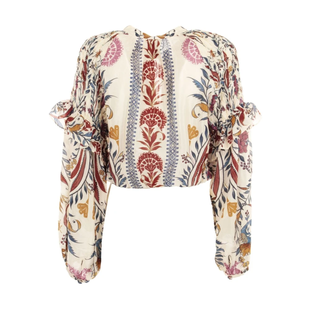 Farm Rio Romantische Crème Blouse met Lange Mouwen Beige Dames