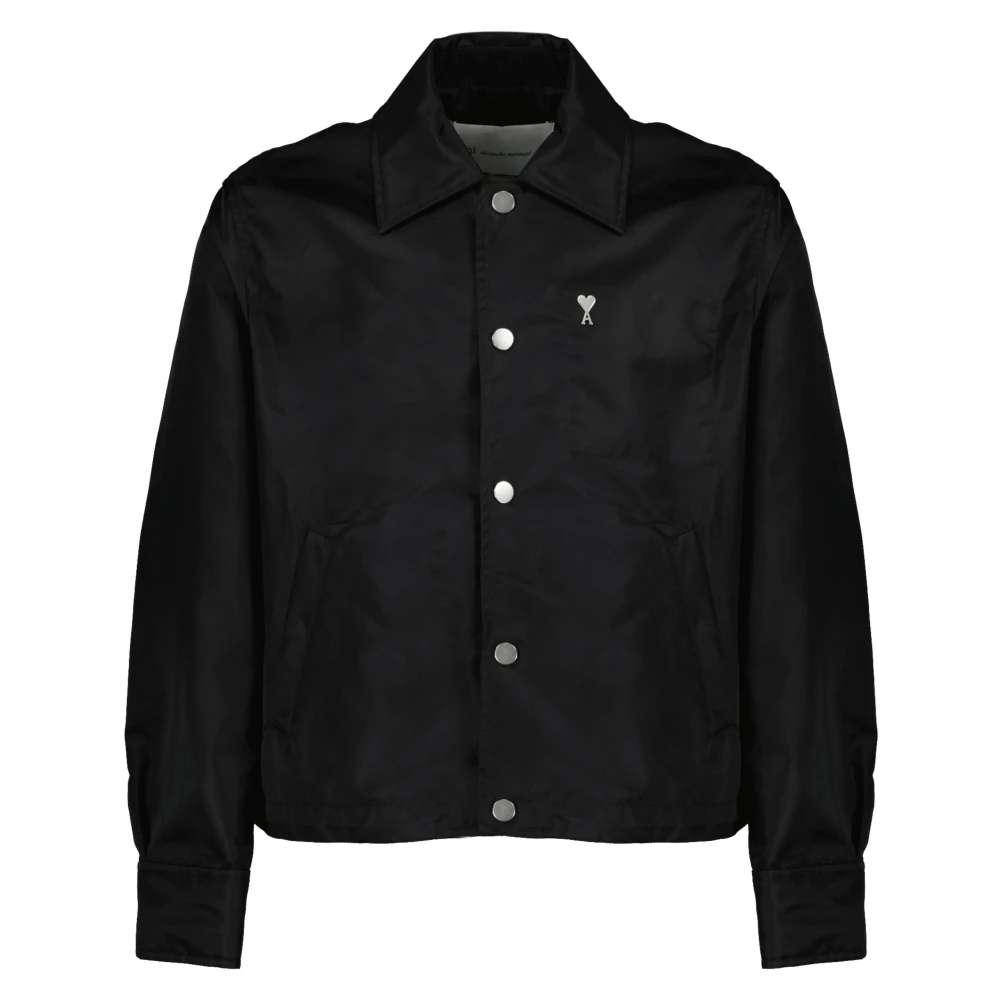 Ami Paris Black Light Jackets, Female, L, De Coeur Stud Buttoned Jacket