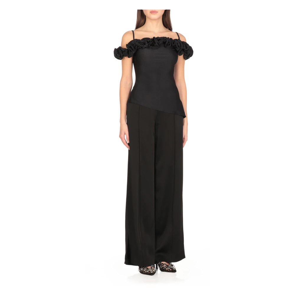 Coperni Zwarte Mouwloze Ruffle Top met Ventilatieopeningen Black Dames