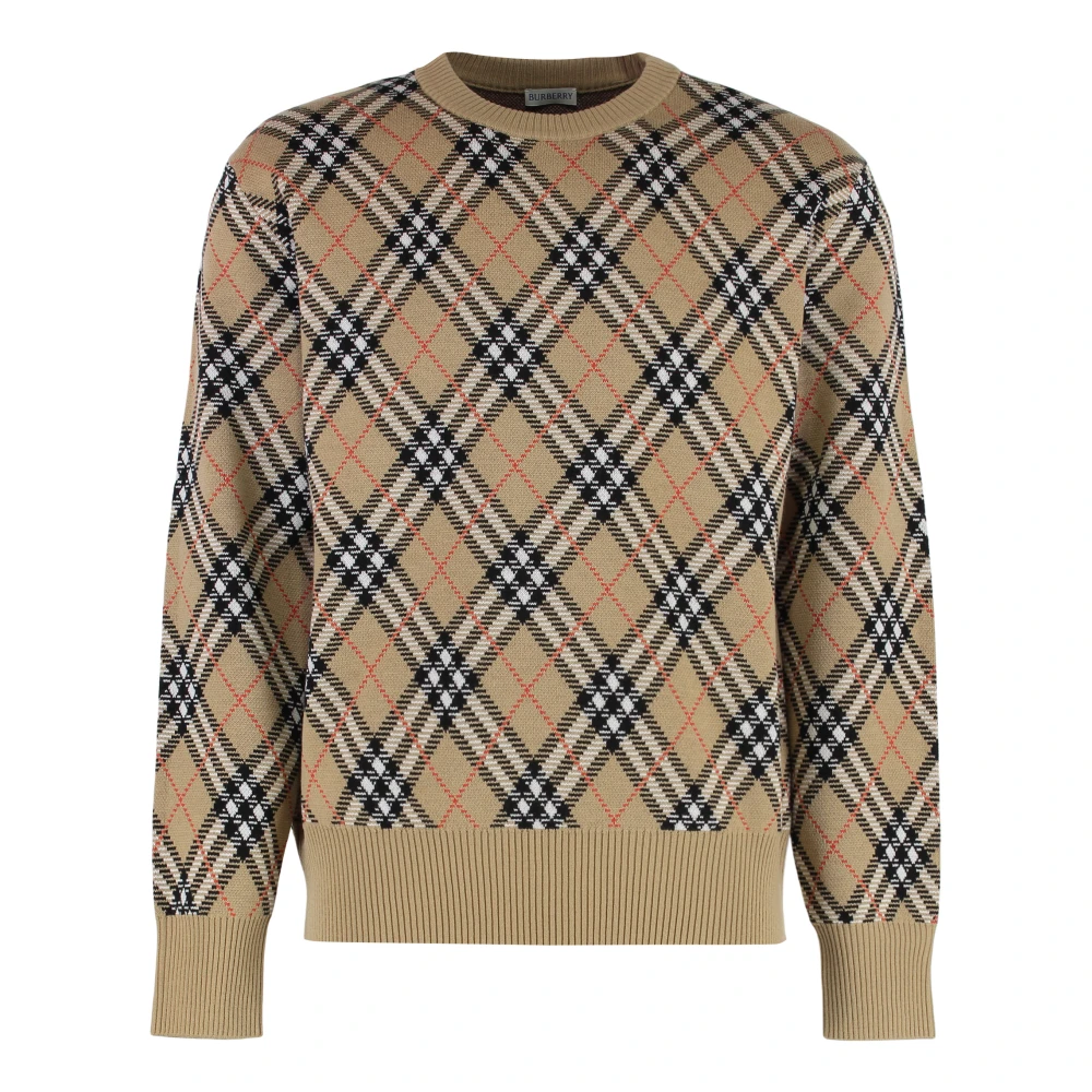 Burberry Herr Beige Stickade Tröjor Xl, Polyester, Stickad Ulltröja