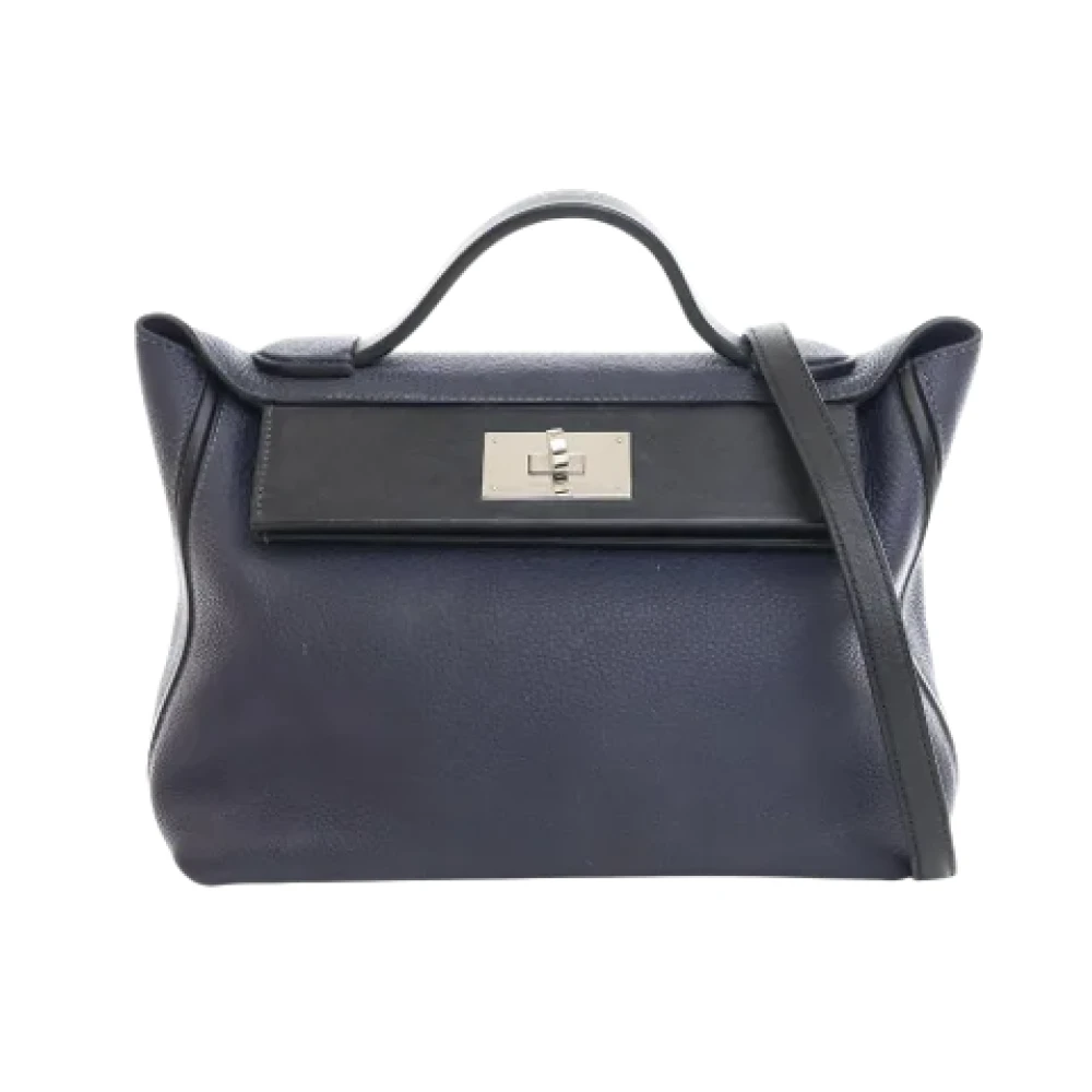 Hermès Vintage Pre-owned Leather handbags Blue Dames
