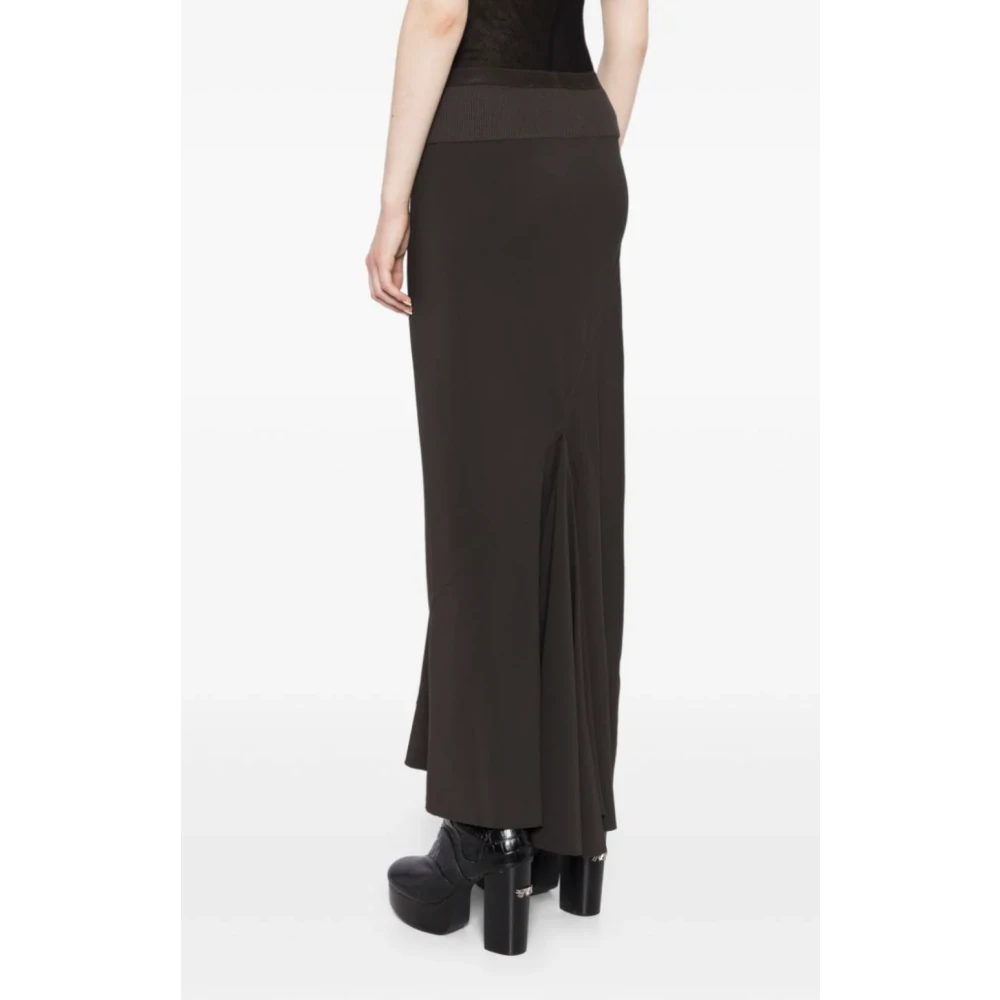 Rick Owens Donkere Stof Bias Rok Gray Dames