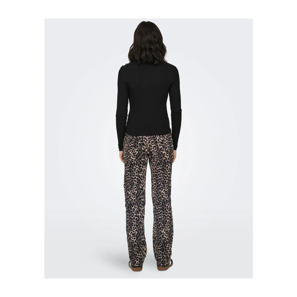 Only Geknoopte lange mouw ronde hals T-shirt Black Dames