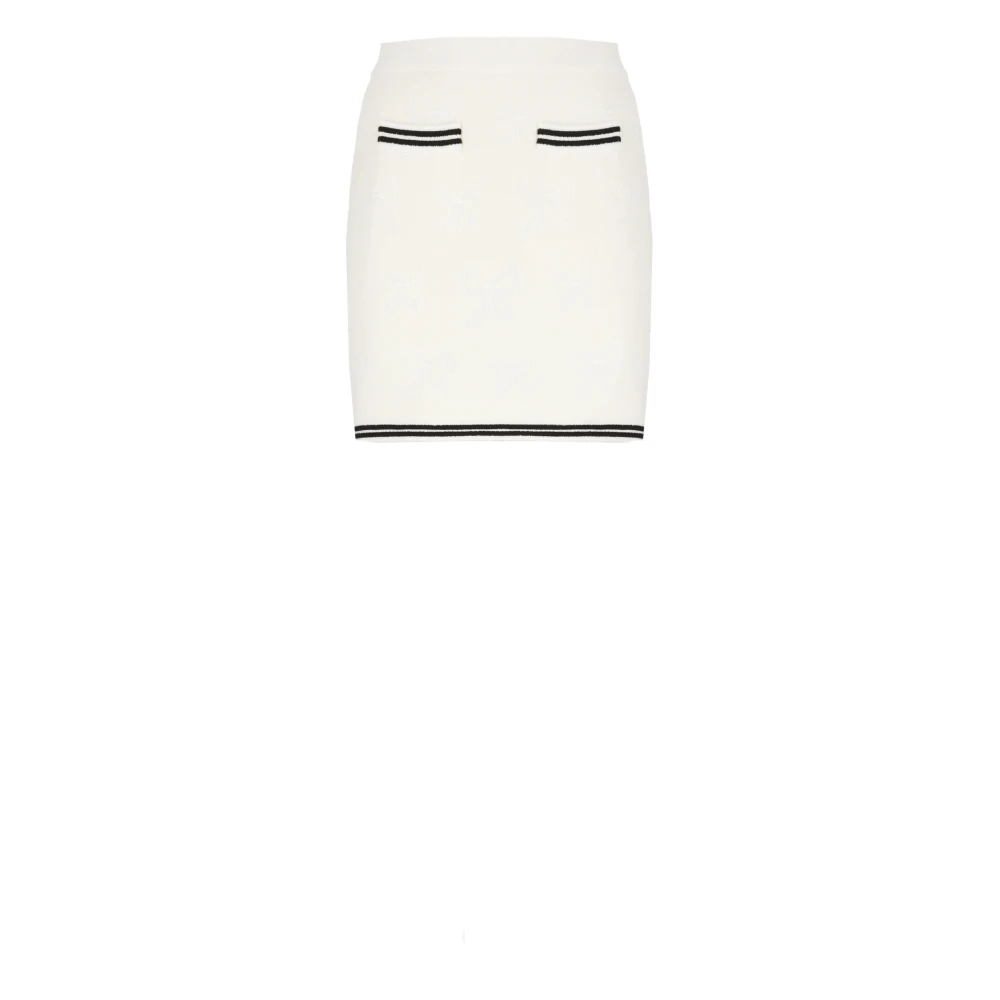 Self Portrait Ivoor Katoenen Minirok Elastische Taille Beige Dames