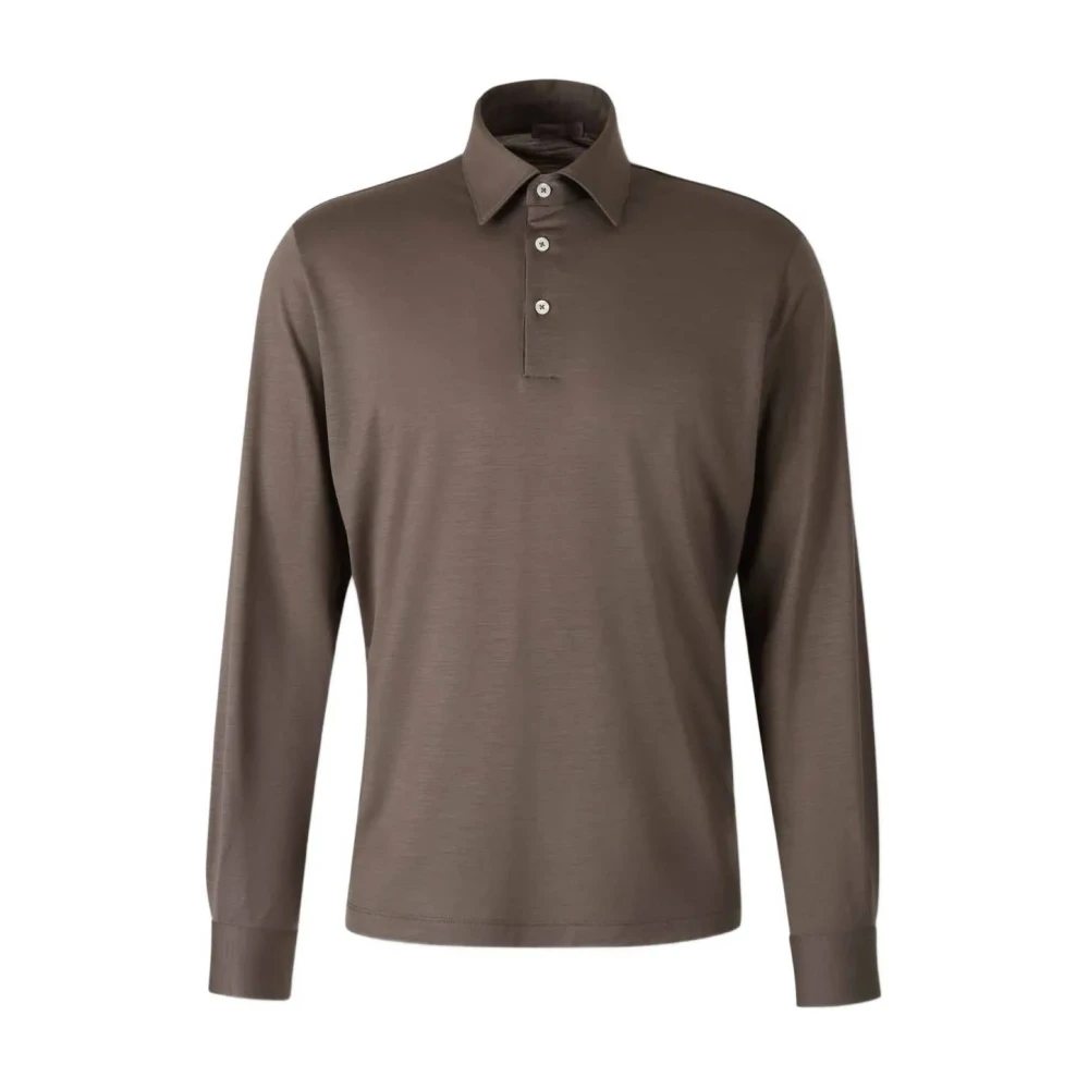 Herno Wool Polo Shirt - Male - Round-Neck Knitwear - Brown - S - Knitwear