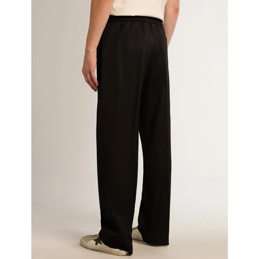 Golden Goose Zwarte Jogging Wollen Broek met Gouden Ster Black Heren