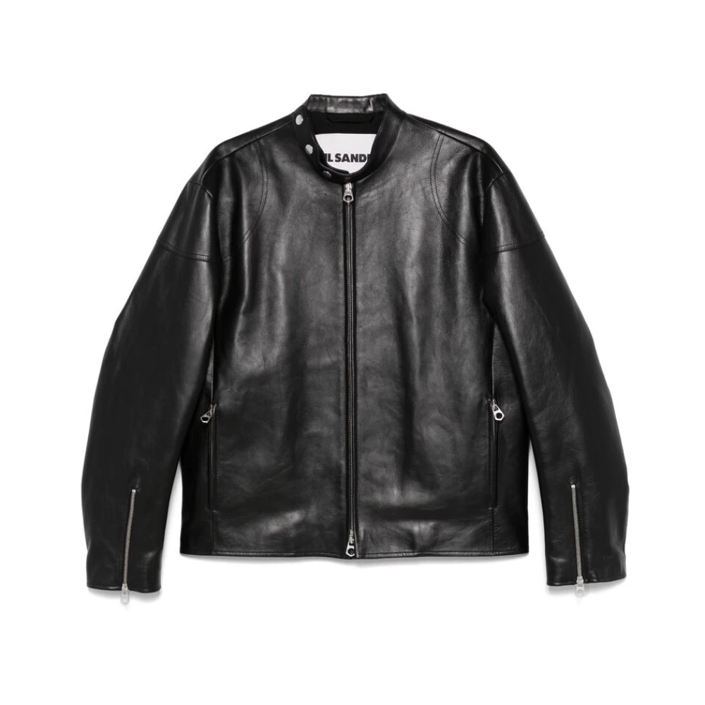 Jil Sander Zwart rits-voorzijde buitenkleding met zakken Black Heren