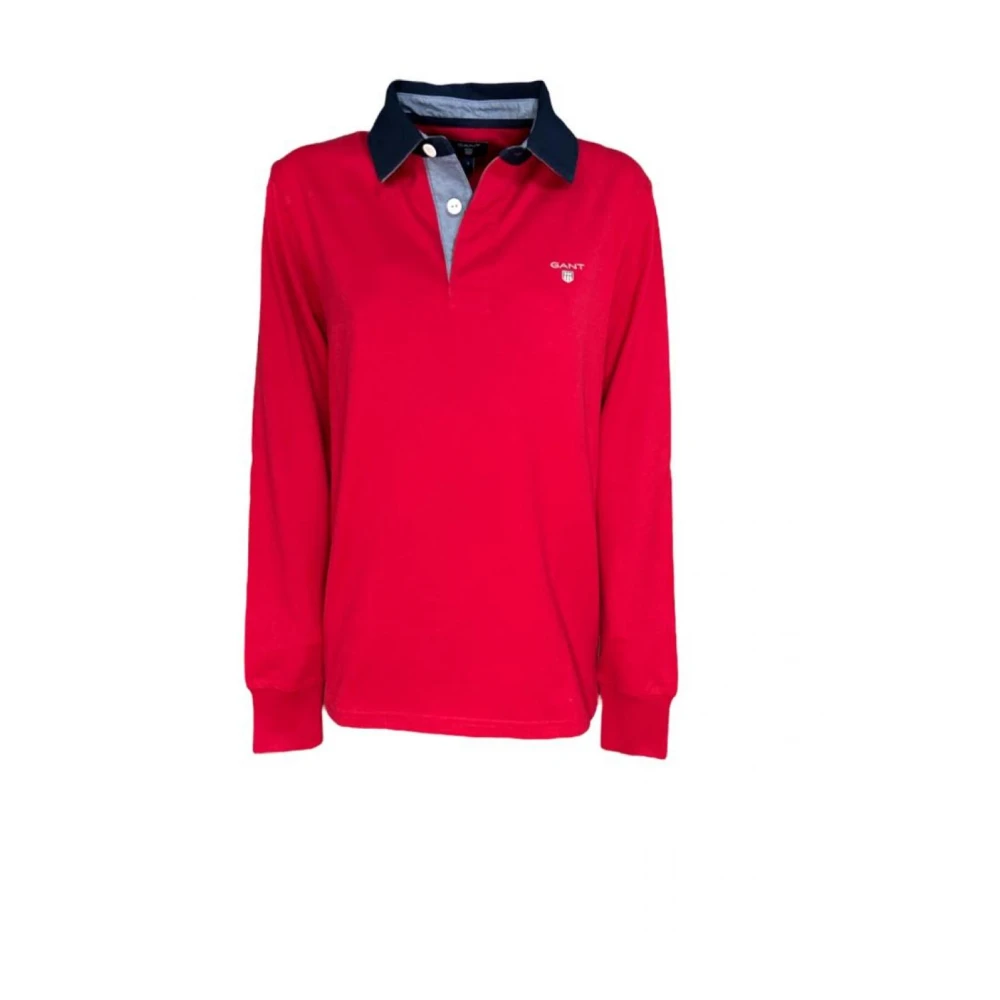 Gant Zachte Katoenen Sweatshirt met Lange Mouwen en Knopen Red Heren