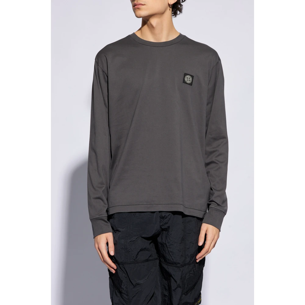 Stone Island T-shirt with long sleeves Gray Heren