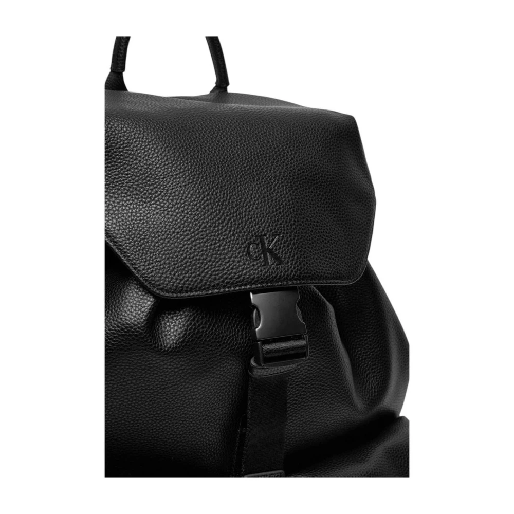 Calvin Klein Jeans Stedelijke Flap Rugzak met Geweven Banden Black Heren