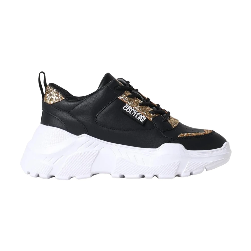 Versace Jeans Couture Glitter Accent Chunky Sneakers Dames Schoenen Zwart