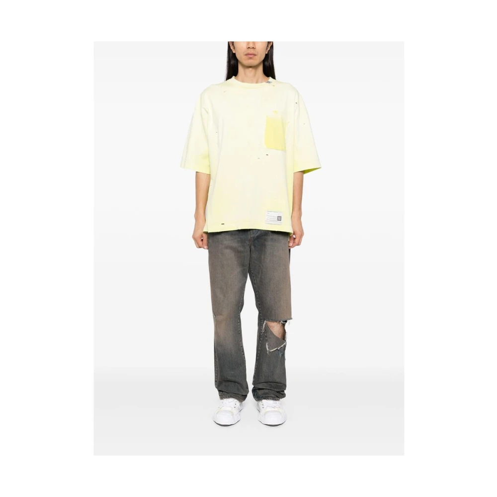 Mihara Yasuhiro Citroengele Geborduurde Logo T-shirt Yellow Heren