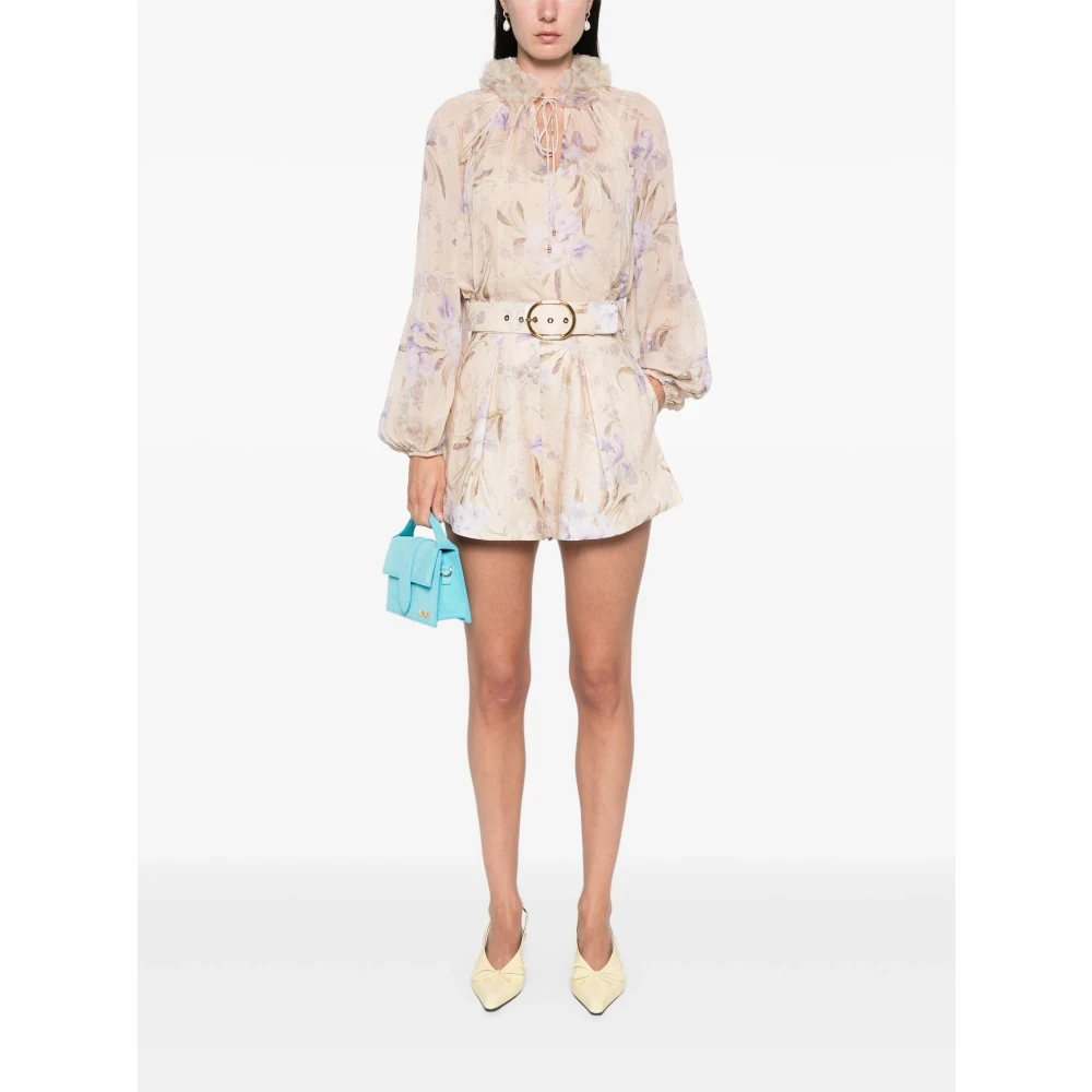 Zimmermann Witte Blouson Mouw Bloemenstrik Shirt Multicolor Dames