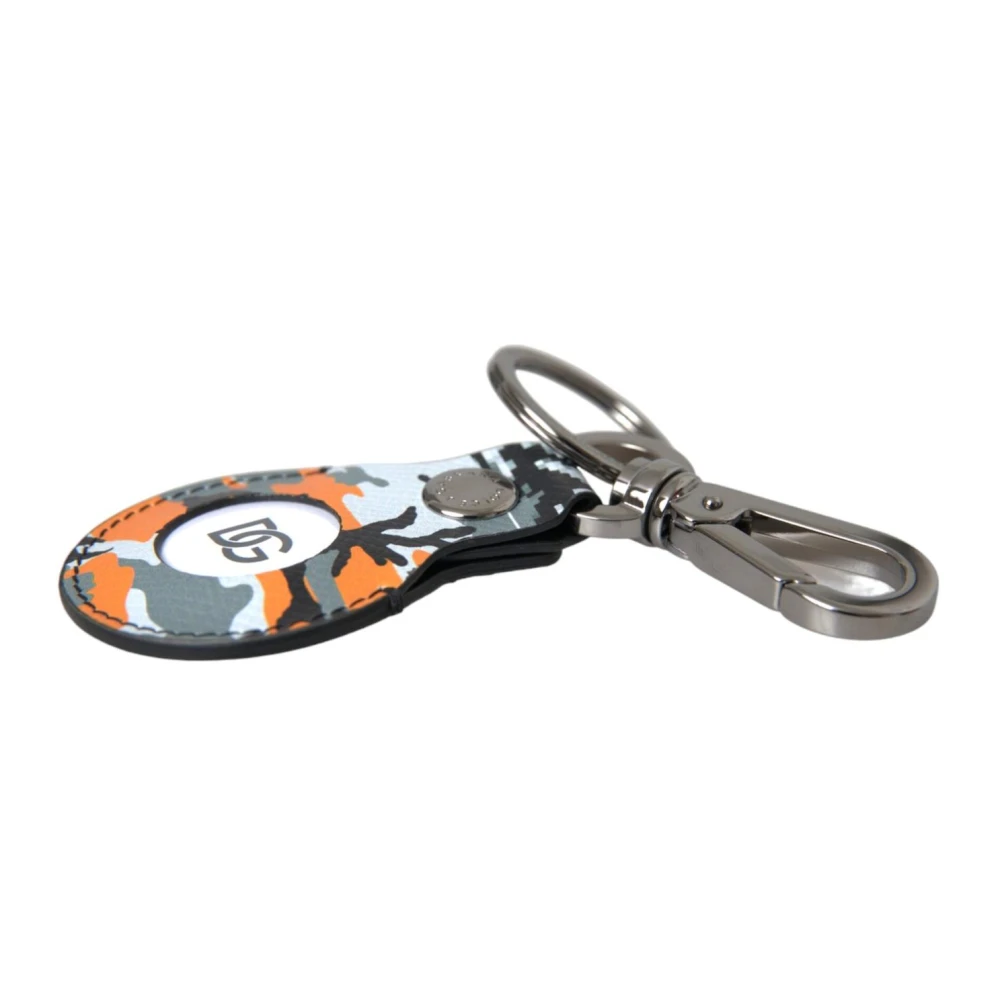Dolce & Gabbana Camouflage Leren Sleutelhanger Ronde Metaal Multicolor Heren