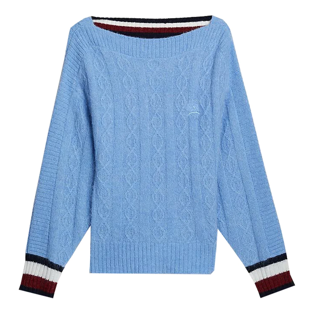 Tommy Hilfiger Stijlvolle Ronde-hals Gebreide trui Blue Dames