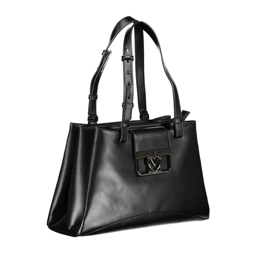 Love Moschino Zwarte Schoudertas met Meerdere Compartimenten Black Dames