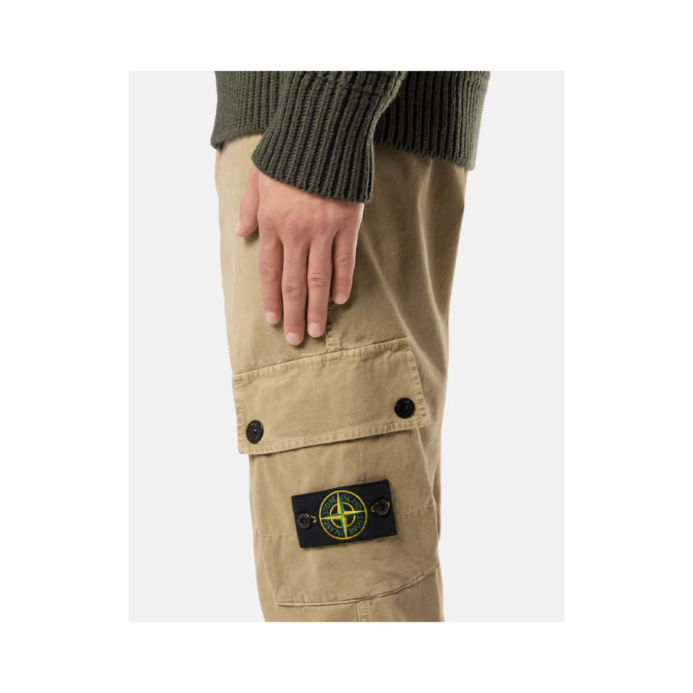 Stone Island Slim Fit Cargo Broek van Stretchkatoen Beige Heren