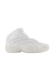 Weiße Leder Hoop Sneakers - Veloursleder Kalbsleder