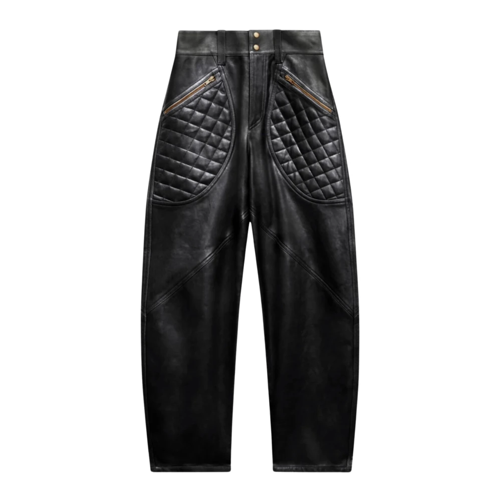 Isabel marant Zwarte Lamsskin Leren Broek Black Dames