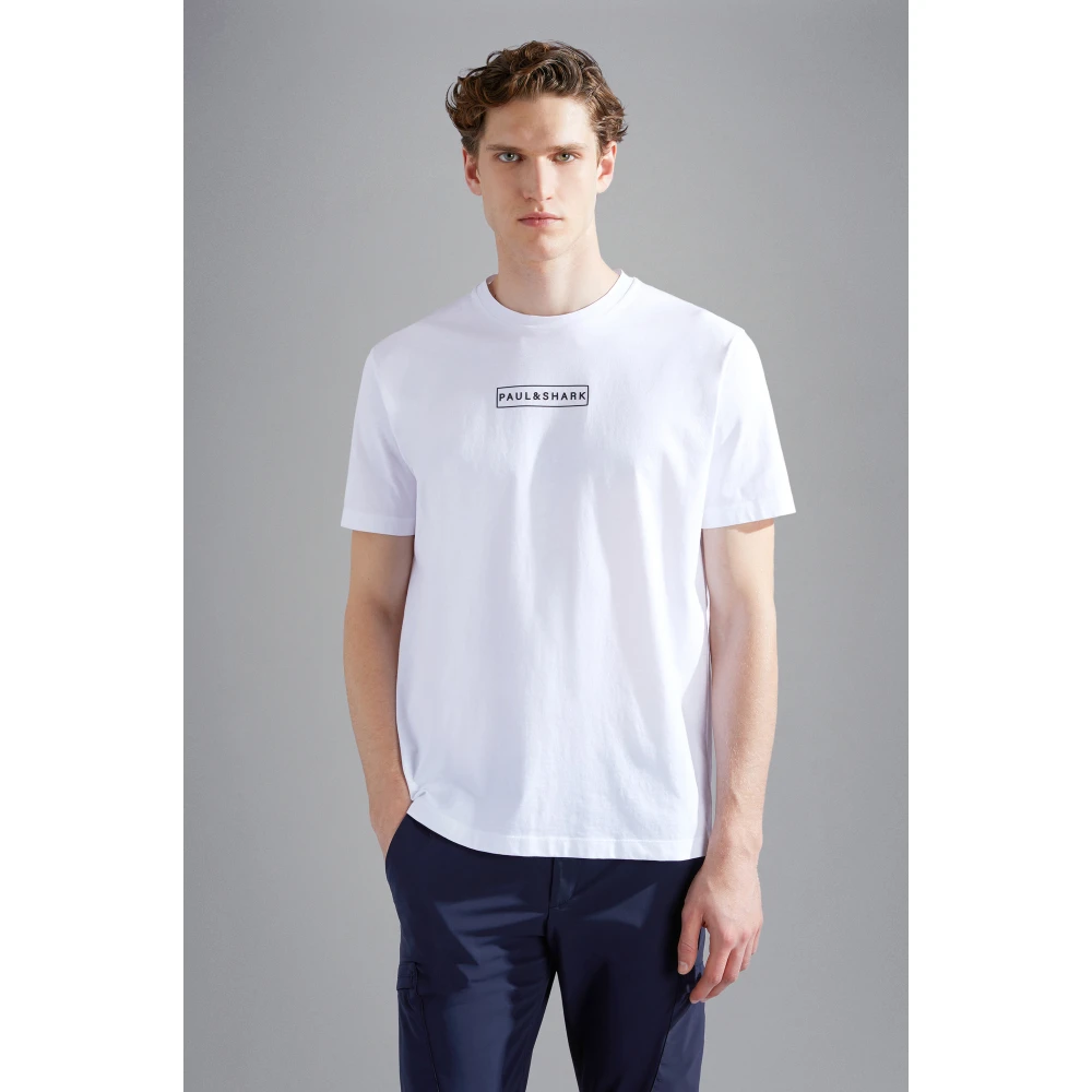 PAUL & SHARK Wit Katoenen T-Shirt Regular Fit White Heren