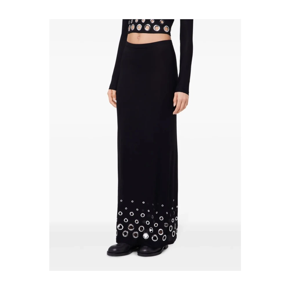 Paco Rabanne Elegante Lange Rok in Zwart Black Dames