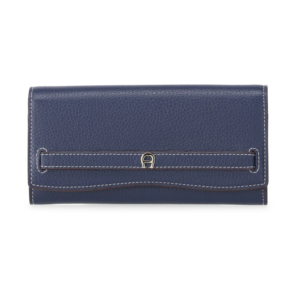 Aigner Luxe Leren Portemonnee met Metalen Details Blue Dames