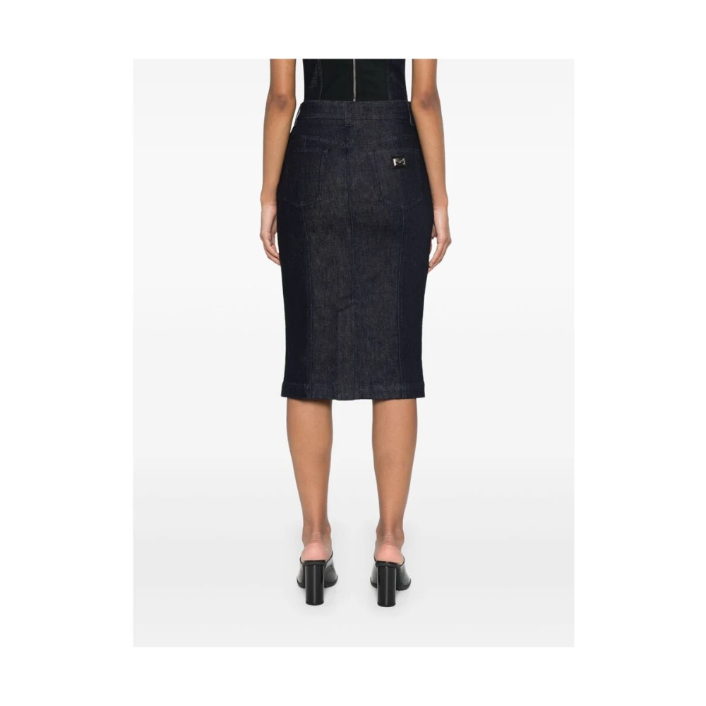 Dolce & Gabbana Blauwe Oxford Rok met Achterwaartse Ventilatie Blue Dames