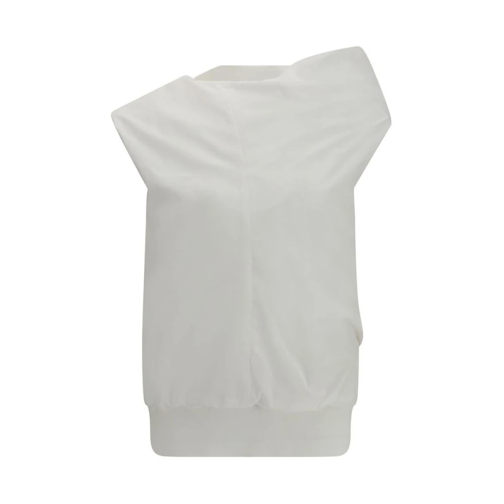 Sacai Women's White Polyester Sweatshirt With Ribbed Cuffs And Hem
