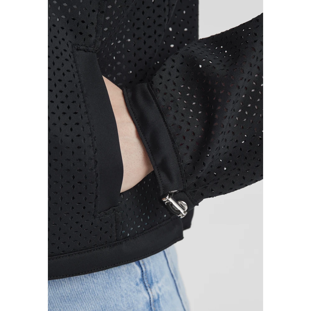 Milestone Scuba Jersey Blouson Jack met Allover Motief Black Dames