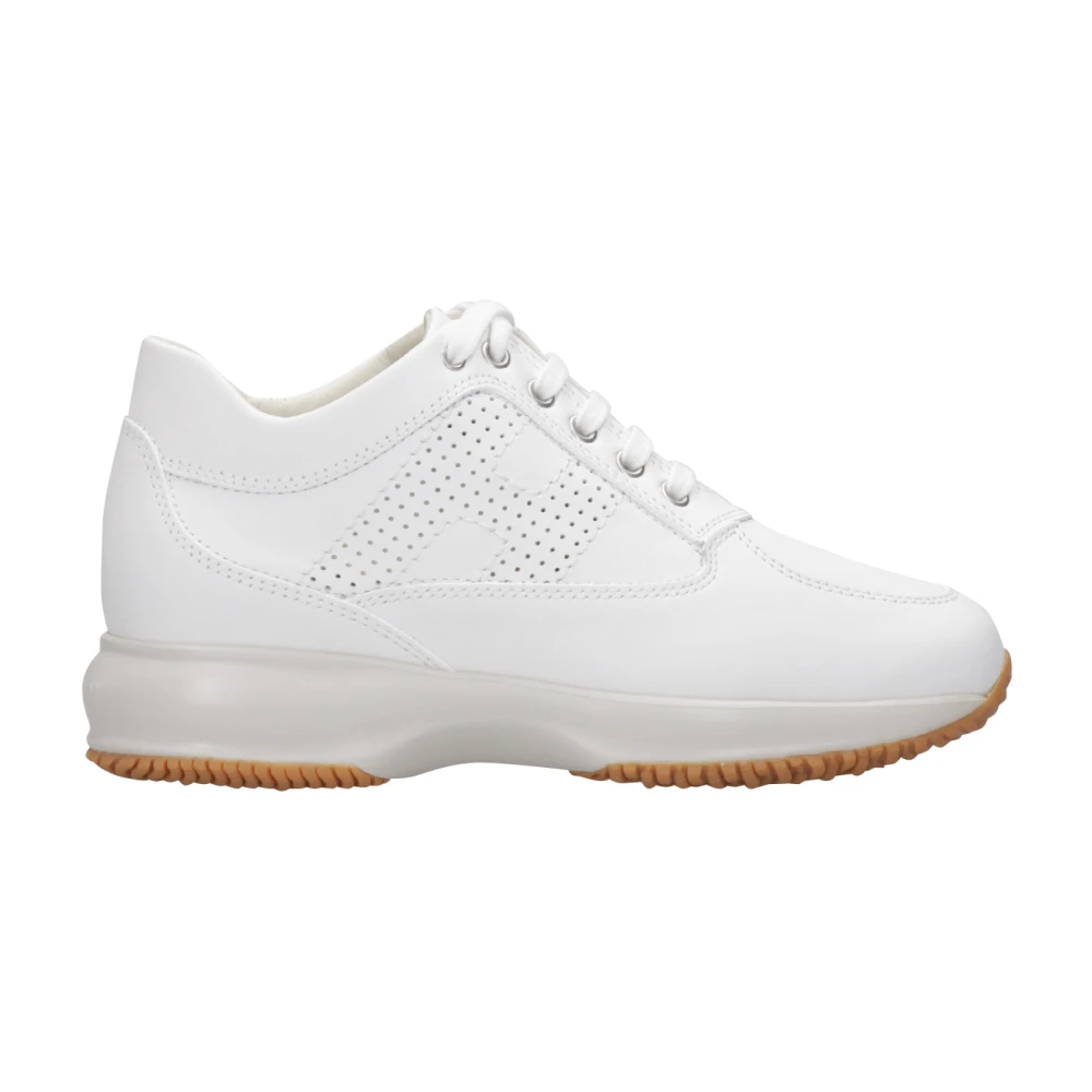 Hogan Women's White Leather Sneakers With Perforated Side
