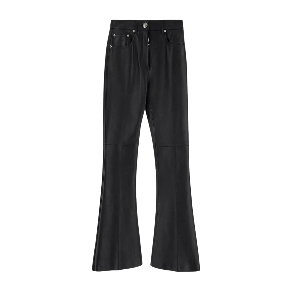SPORTMAX Leren broek voor sportieve look Black Dames