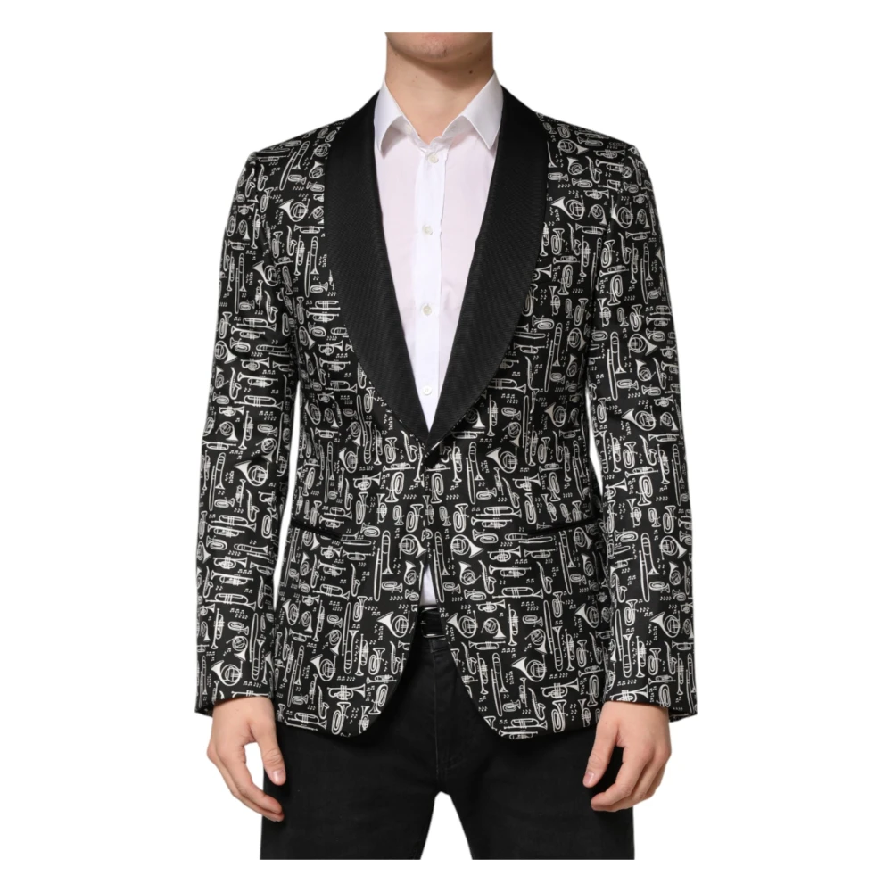 Dolce & Gabbana Men's Black Jazz Club Silk Single Breasted Blazer