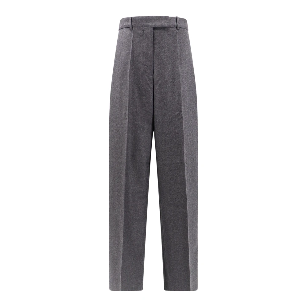 Róhe Wijde Pijp Wollen Broek Gray Dames