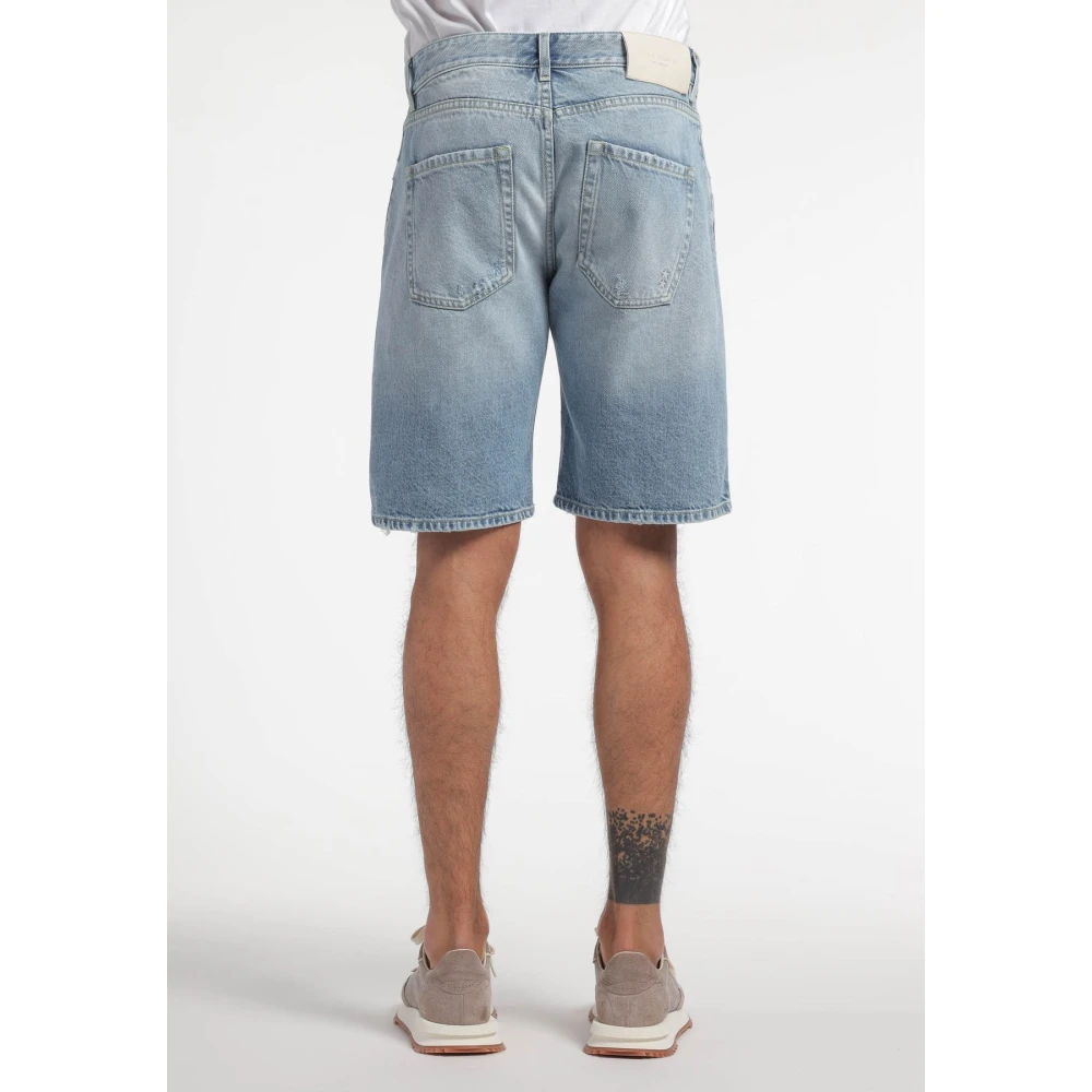 Icon Denim Reguliere Denim Bermuda met Licht Wassen en Versleten Details Blue Heren