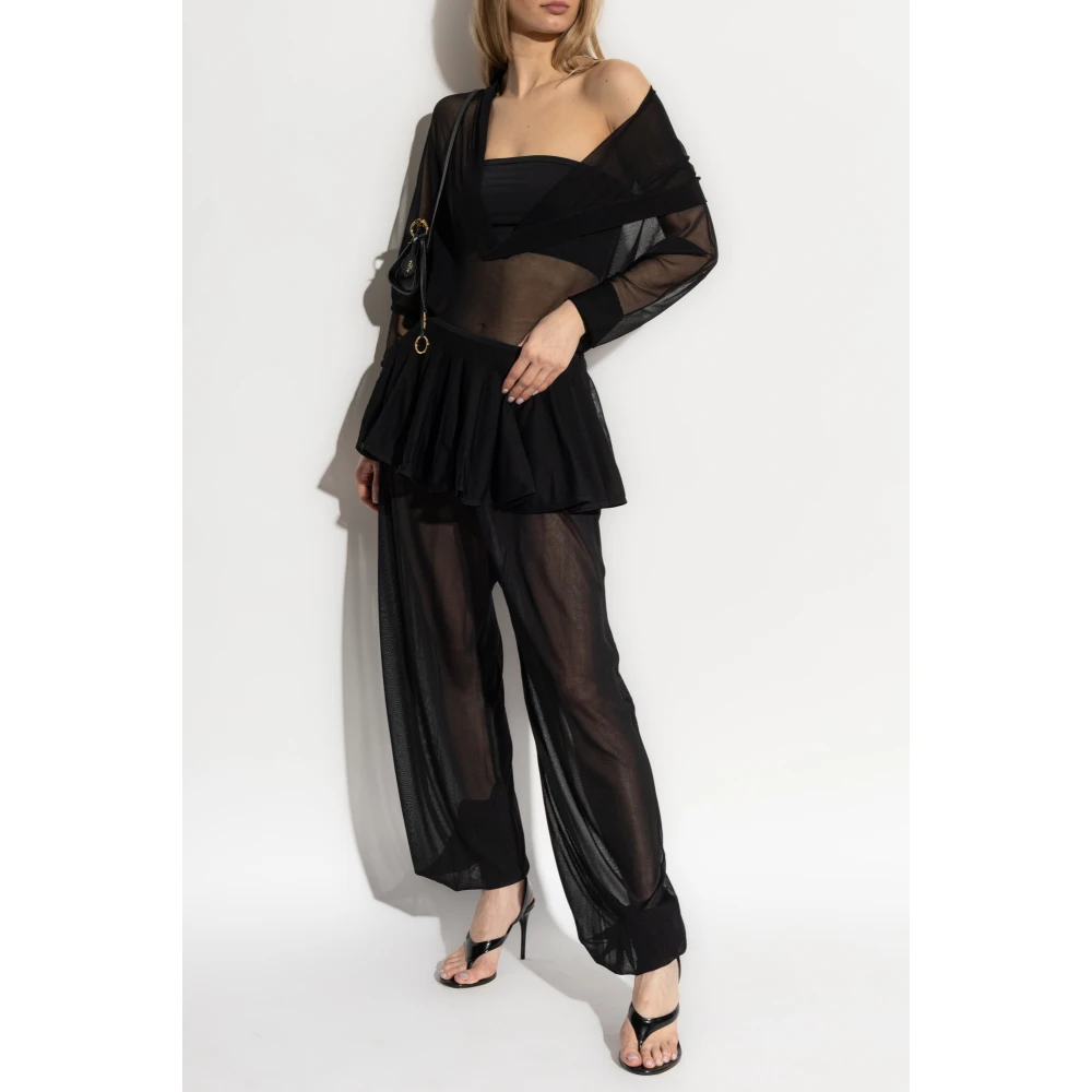 Alaïa Transparant Bodysuit met Capuchon Black Dames