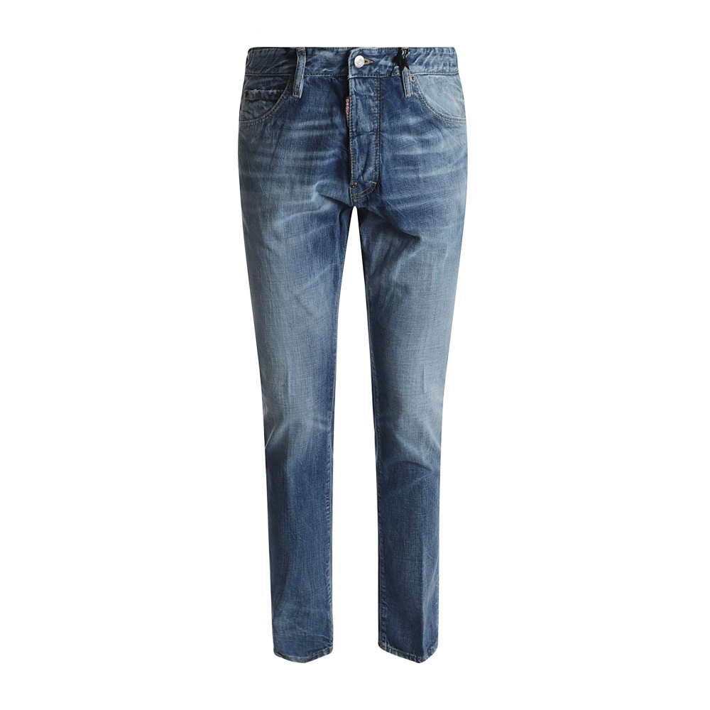 Dsquared2 Blauwe Slim Fit Vervaagde Denim Jeans Blue Heren