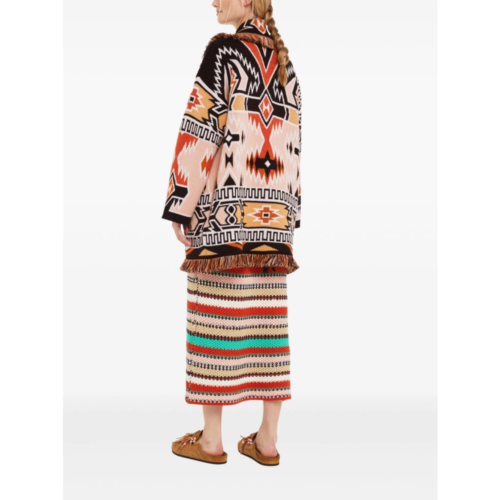 Alanui Roze V-hals Franje Trui Multicolor Dames