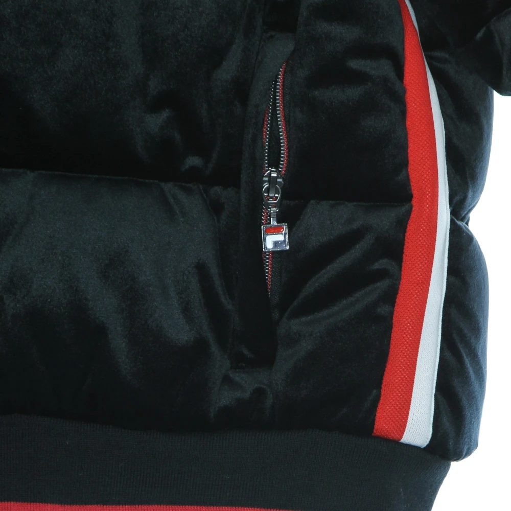 Fila Zwarte Cropped Puff Jack met Hoge Kraag Black Dames