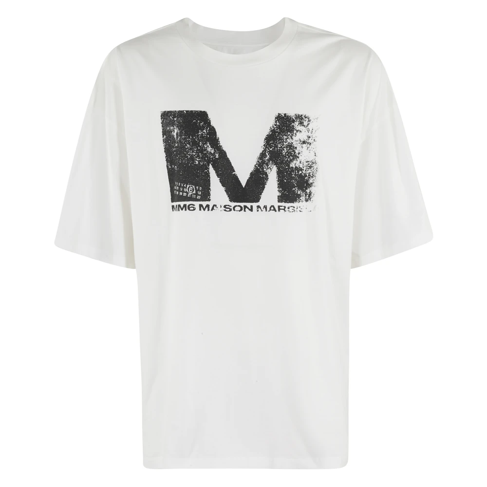 MM6 Maison Margiela Logo Print Maxi Jurk White Heren