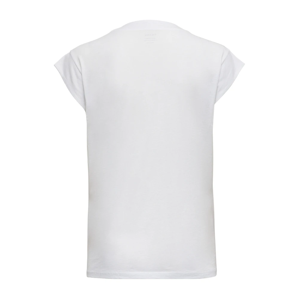 Frame Witte V-hals Katoenen T-shirt Korte mouwen White Dames