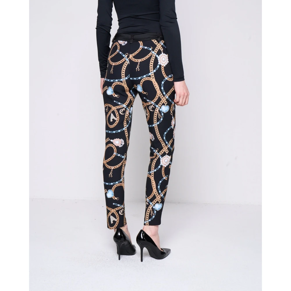 Silvian Heach Gestreepte Sigarettenbroek met Riem Black Dames