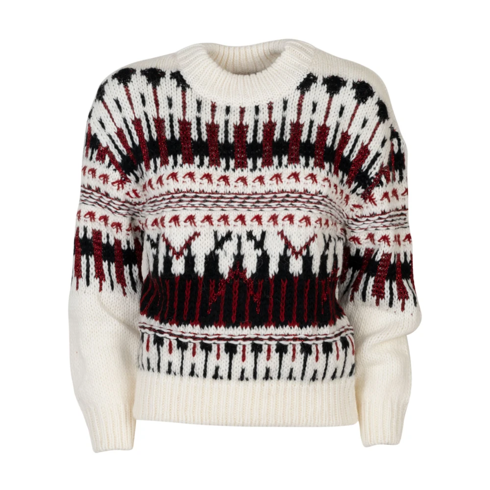Nenette Geometrische Trui in Witte Alpaca Mix Multicolor Dames