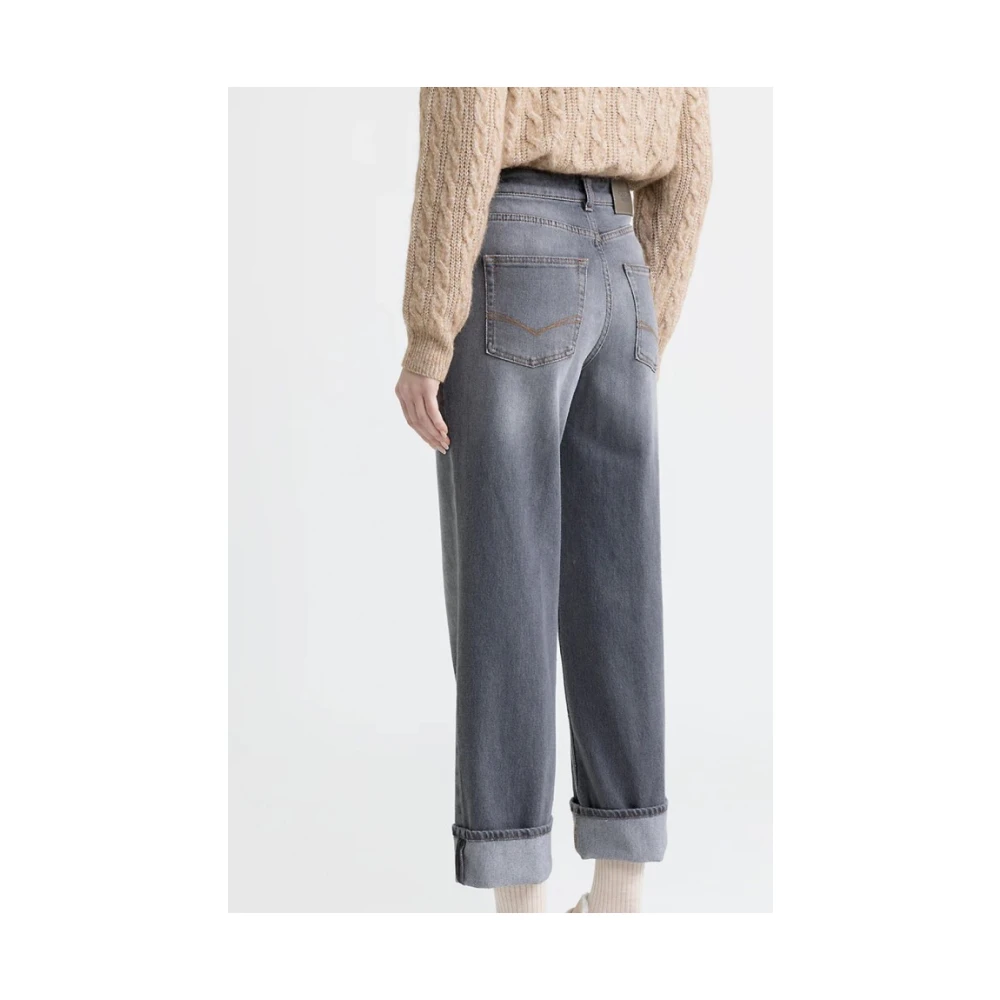 PESERICO Denim twill stretch wortelbroek Gray Dames