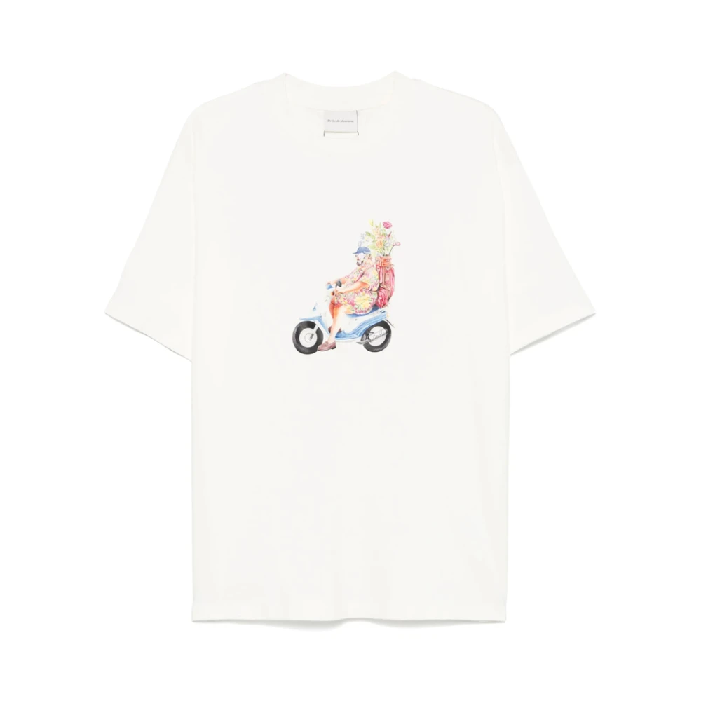 Drole de Monsieur Witte Crew Neck Korte Mouw T-shirt Beige Heren