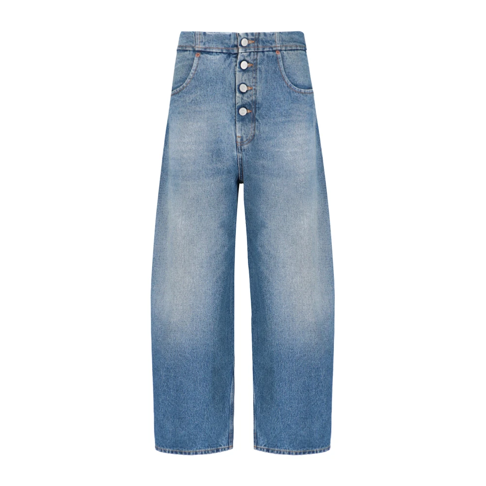 MM6 Maison Margiela Vintage Blauwe Loose-Fit Crop Jeans Blue Dames