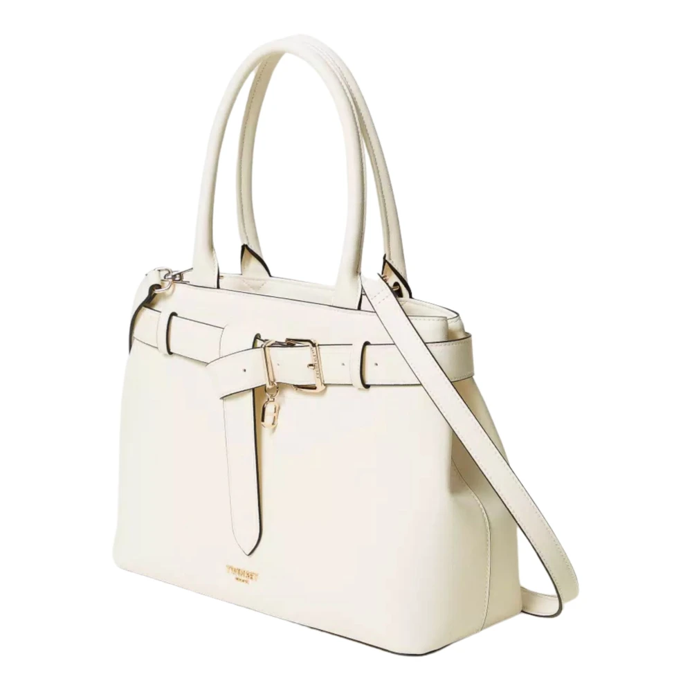 Twinset Stijlvolle Voyage Leren Shopper Tas White Dames