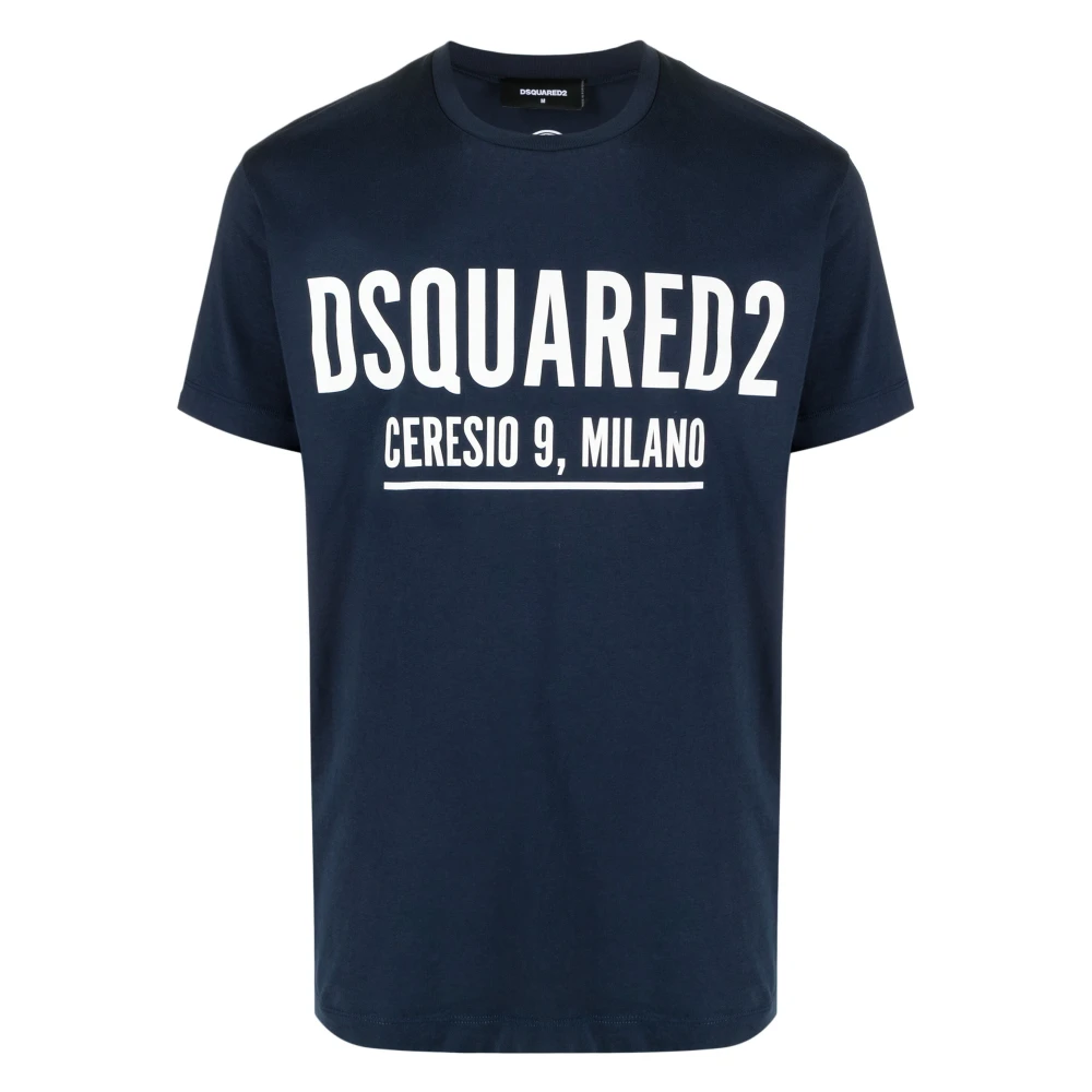 Dsquared2 Katoenen Jersey Logo Print T-Shirt Blue Heren