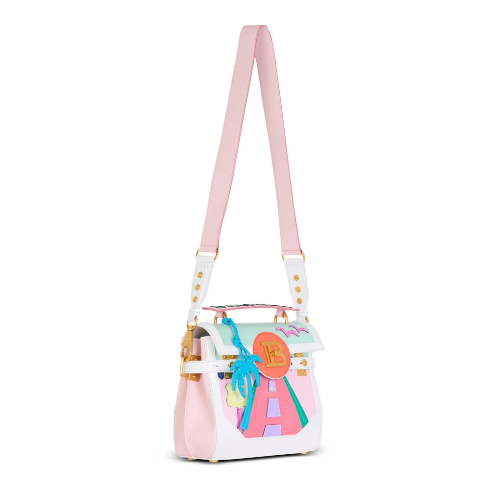 Balmain B-Buzz 23 kalfsleer en Postcard patchwork tas Multicolor Dames