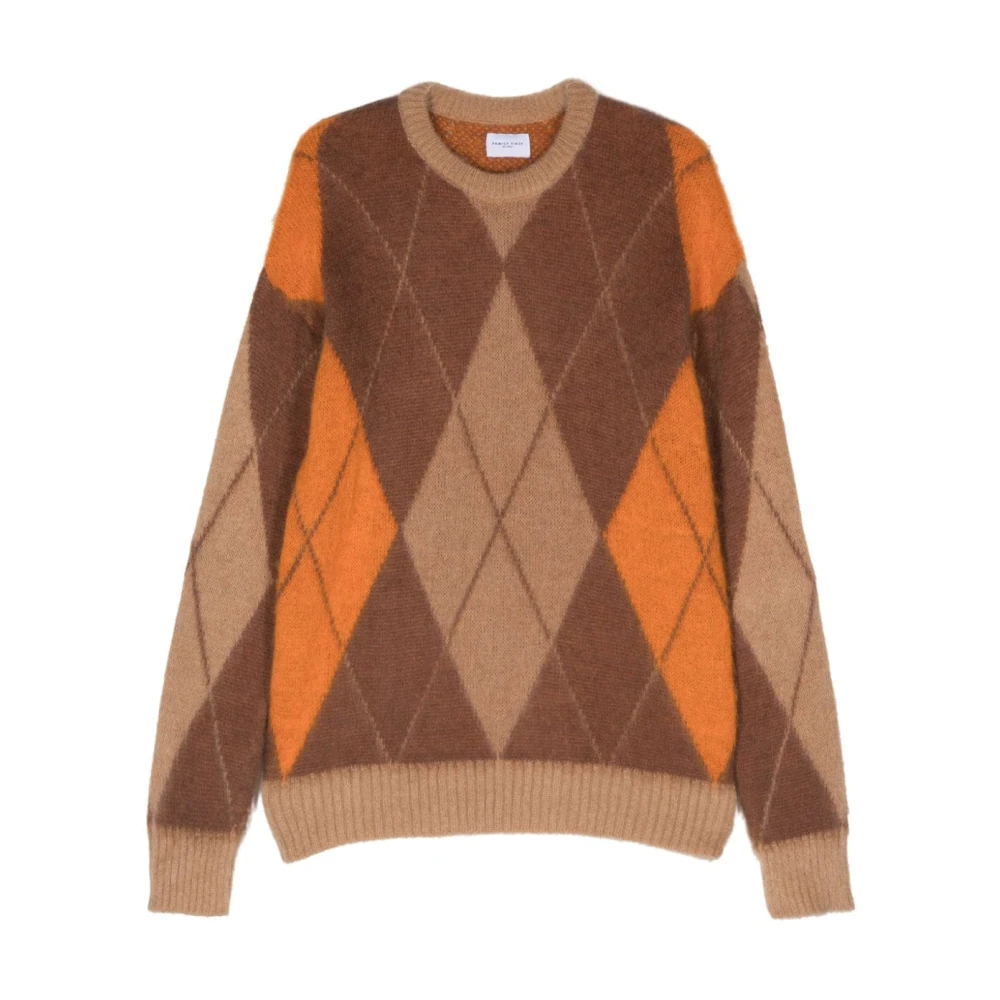 Family First Mohair Diamond Crew Neck Sweater Multicolor Heren