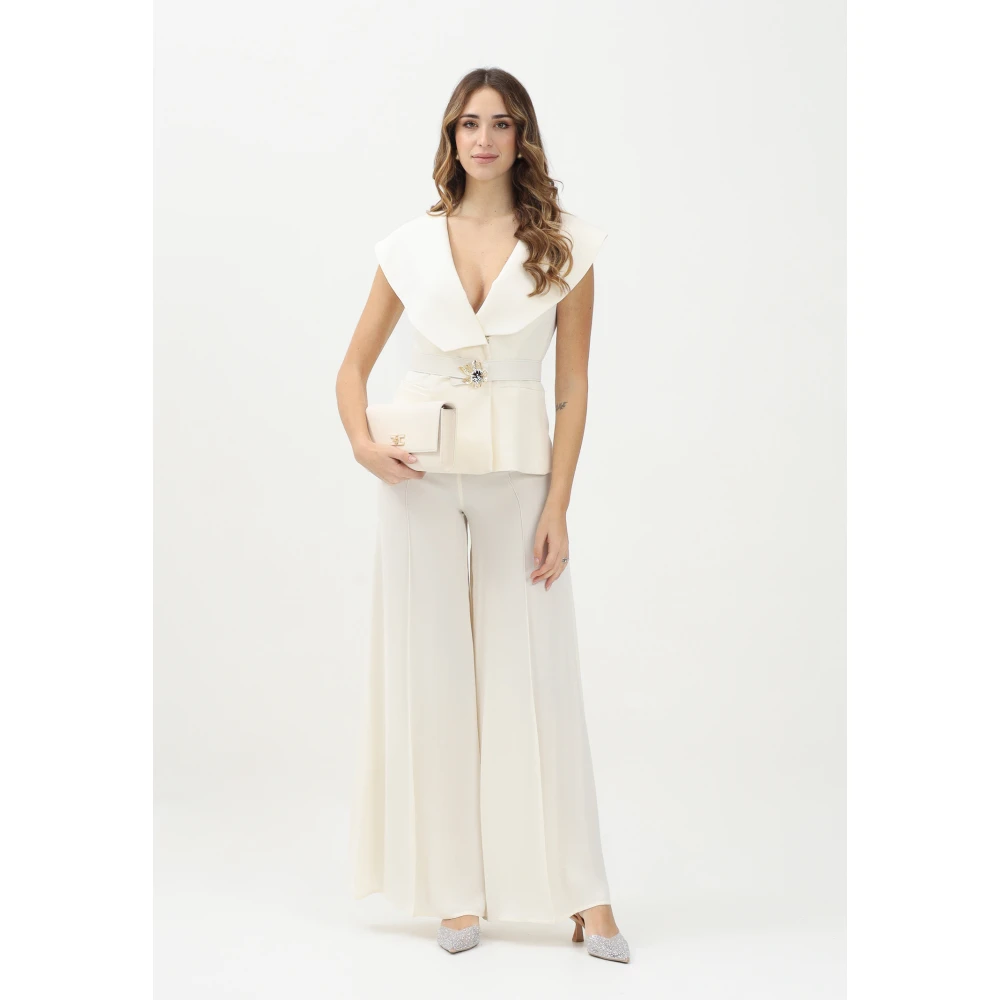 Simona Corsellini Elegante Witte Wijde Pijp Broek White Dames